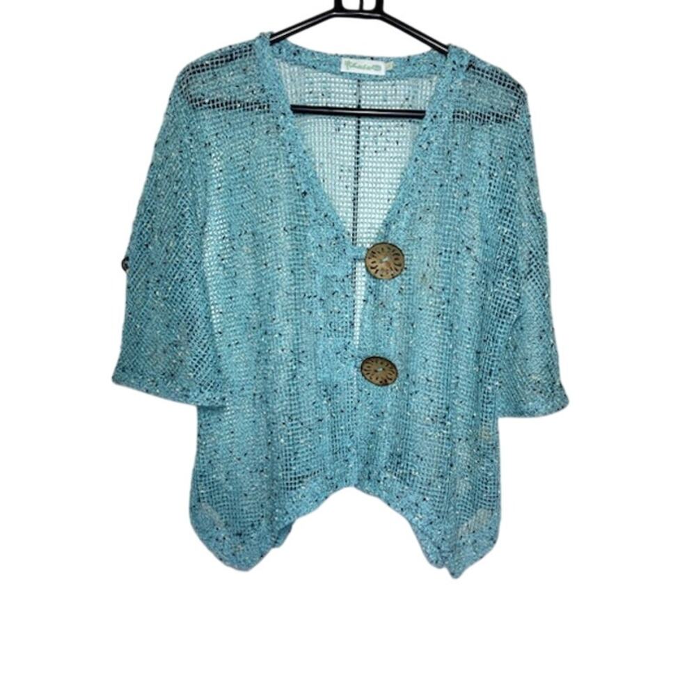 Lulu B AquaMesh Oversized Cardigan Size Small Short Sleeve 22x24 Buttons